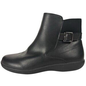 Flex Step Tabia Faux Leather Ankle Booties Black Womens Size 11 M Boots Shoes